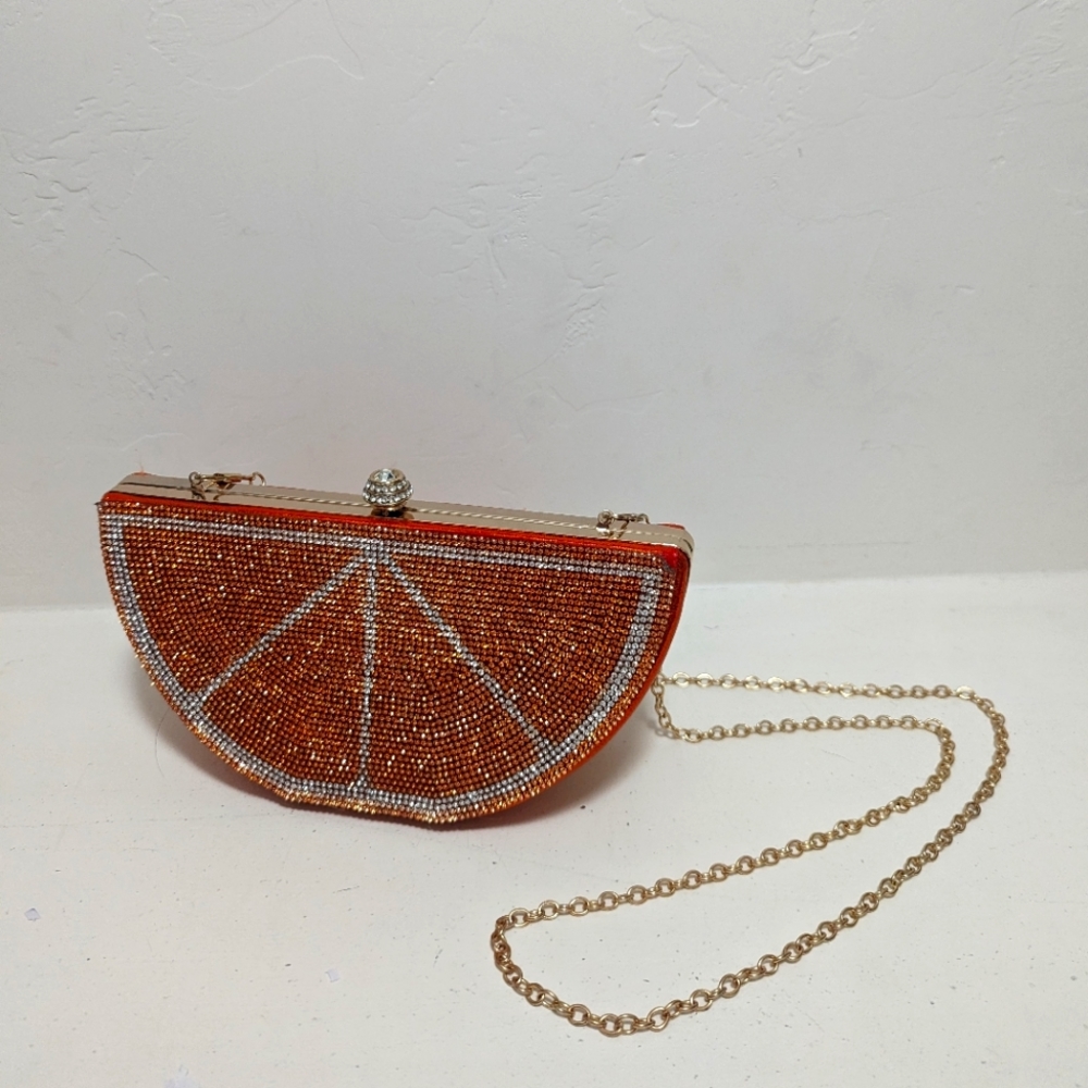 Glittery orange slice purse